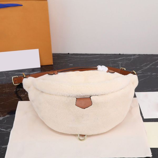 

original hardware soft plush genuine teddy chest bag bumbag men women designer crossbody bags purse letter tedy luxury lambswool
