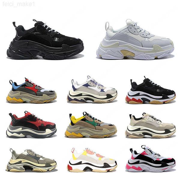 

triple s men women casual shoes paris 17fw platform sneaker fashion mens trainer des chaussures, Black