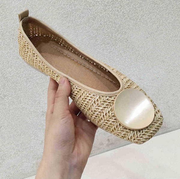 

slipper metal decoration braided women flat loafer 2022 spring summer brief on breathable shallow moccasin fisherman casual flat shoe 220723, Black