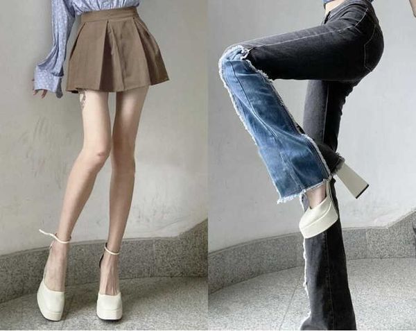 

shoes new women's shoes square head leather shoes spring and autumn thick heel temperament high, Black