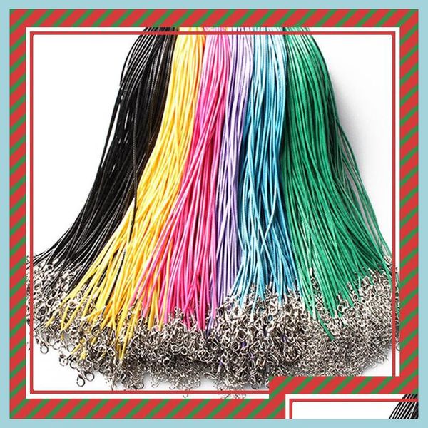 

cord wire 14 colors 50cm wax leather necklace beading cord string rope wire with lobster clasp bracelets diy jewelry findings drop dhong, White;red