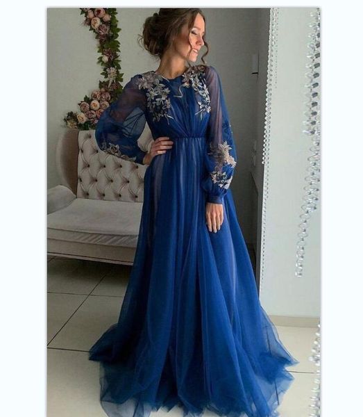 

teal robe soiree long evening dresses neck tulle applique balloon sleeves casual prom gowns vestidos, Black;red