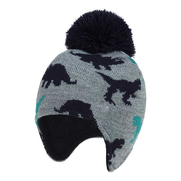 

caps hats cartoon winter baby bonnet hat thicken warm cotton children's kids knitted dinosaur boys girls ear cap for newborn l221028, Yellow