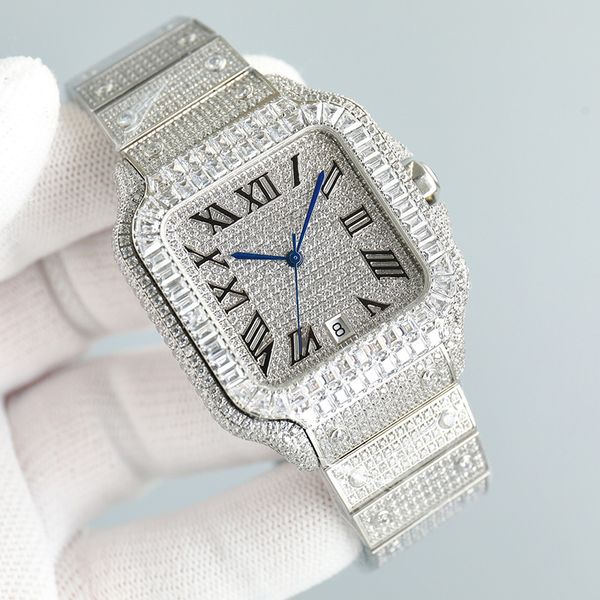 

diamond watch automatic mechanical watches for men 40mm sapphire stainless steel strap multiple colors wristwatches arabic numerals dial, Slivery;brown