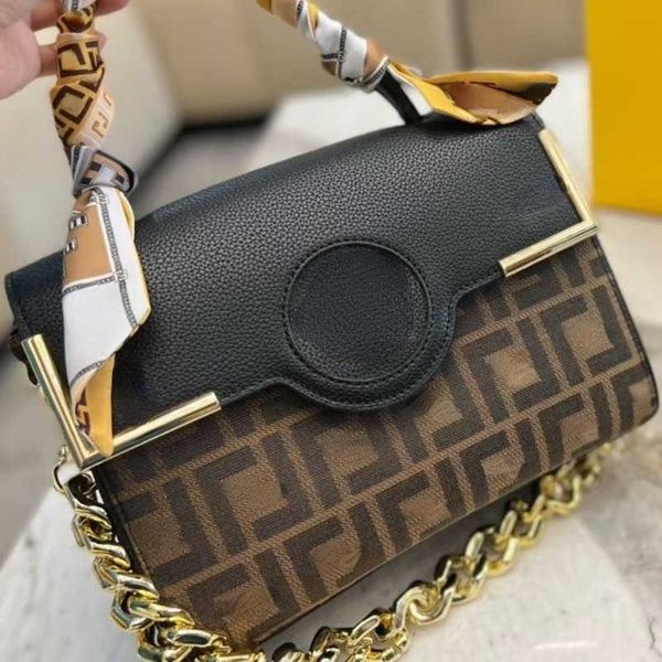 

high version fd designer totes bags womne vers fashion medusa handbag letter print shoulder lady tote bag purse golden chain