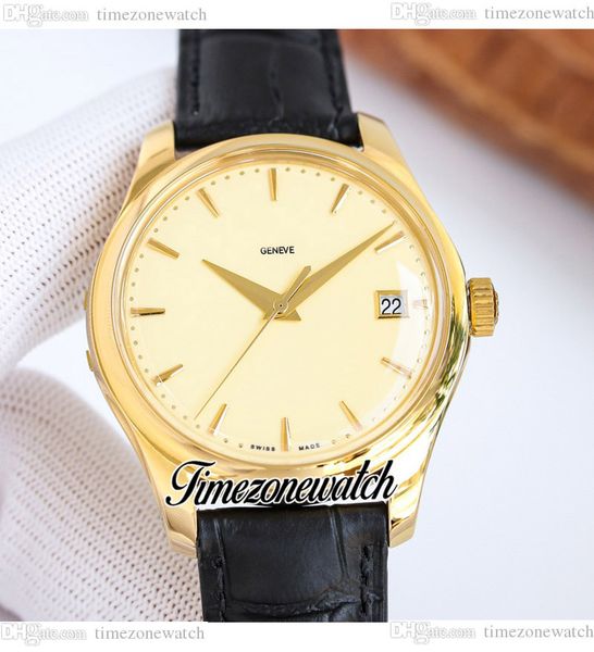 

grf calatrava 5227j-001 cal.324 automatic mens watch 39mm pp324sc 18k yellow gold ivory dial stick markers leather strap edition timezonewat, Slivery;brown