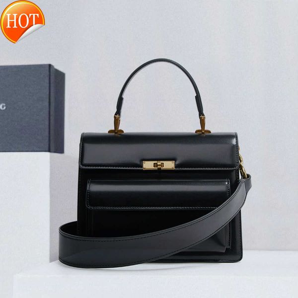 

women's luxury designer handbags textured leather briefcase 2023 new fashion multi-functional wide belt single shoulder bag factory dir