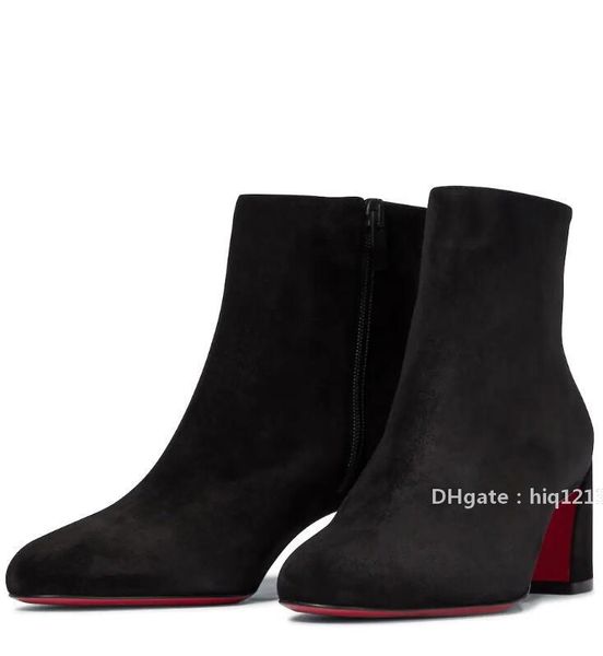 

red-bottoms shoes christians women ankle boot black genuine leather red turela 55 suede ankles boots luxury designer shoes reds sole uba