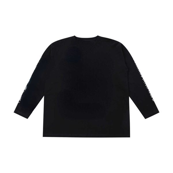 

men's hoodies sweatshirts vintage rock high street graffiti print loose long sleeve t-shirt for men and women, Black