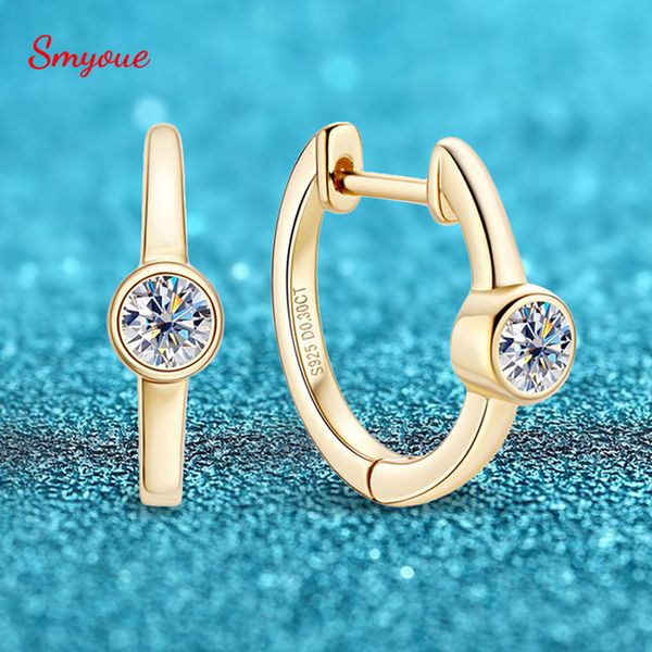 

hoop huggie smyoue 18k gold 03ct 4mm certified earrings for women 100% 925 silver earring wedding party jewelry wholesale 221119, Golden;silver