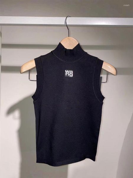 

women's tanks classic trendy luxury designer t shirts women summer high neck sports vest knit letter sleeveless t-shirt, White