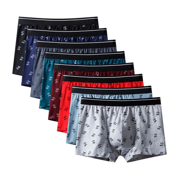 

mens cotton underwear loose plus size printed boxer shorts comfortable and breathable mid waist, White;black