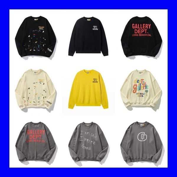 

hoodies dept 2023 galleryes sweaters sweatshirt speckle graffiti stamping high street washed old long sleeve pullover male, Black
