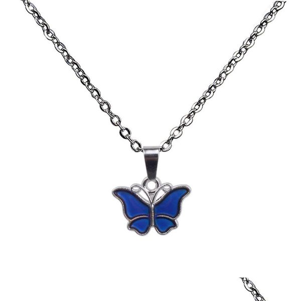 

pendant necklaces color changing butterfly necklace pendant temperature sensing women necklaces fashion jewelry drop delivery pendant dhuvf, Silver
