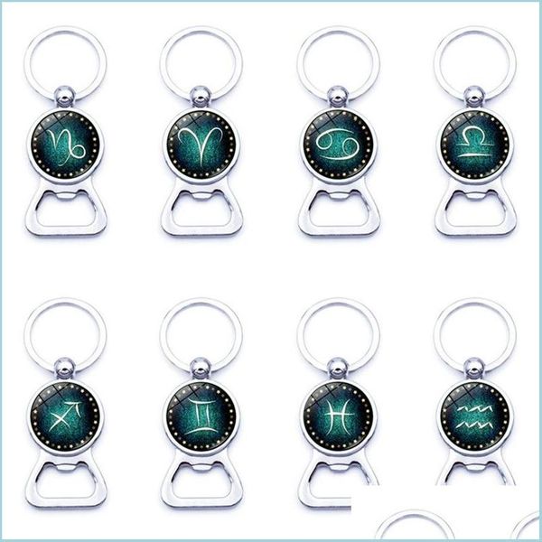 

keychains lanyards 12 constell keychain horoscope sign summer beer bottle opener key chain ring fashion accessories drop delivery dhxe9, Silver