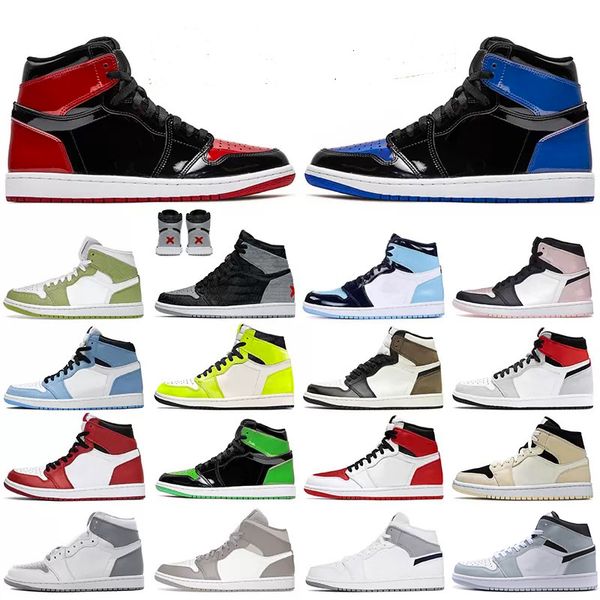 

jumpman 1 men women basketball shoes 1s bred patent brotherhood grey white gum dark marina blue university stage haze heritage chicago black