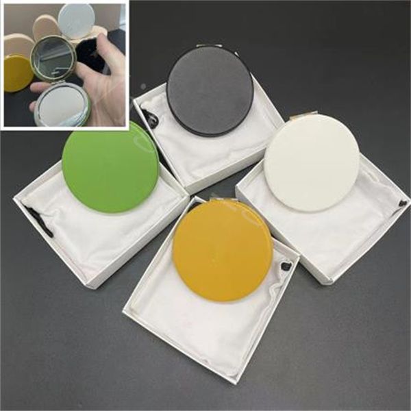 

new b brand compact mirrors eu style pu leather doublesided square mirror with dust bag and original box for lady nice quality 4 color stock