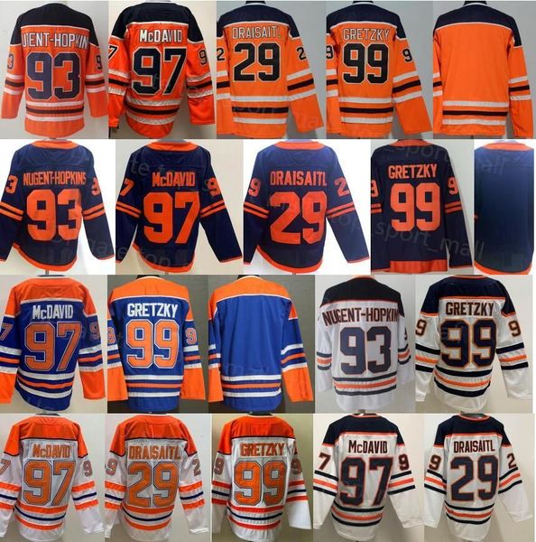 

college wear hockey men ice hockey 97 connor mcdavid jersey 99 wayne gretzky 29 leon draisaitl 93 ryan nugent-hopkins blank stitch good team, Black;red