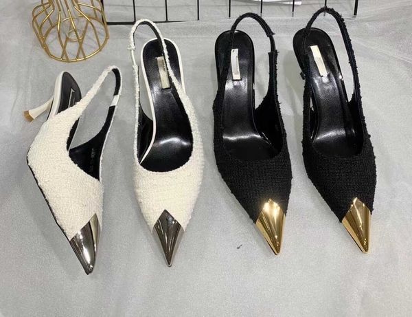 

dress shoes new shallow back strap in spring and summer of thin medium heel temperament sandals, Black