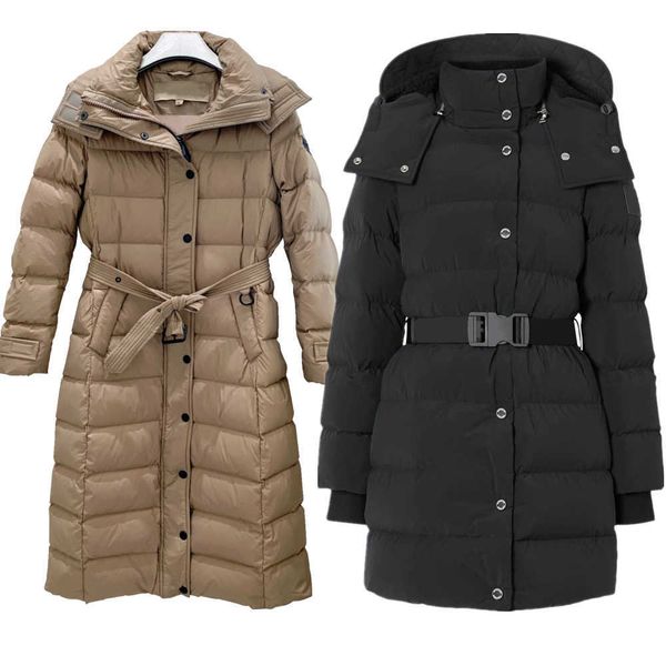 

womens black puffer jacket down coat winter parka long coats windbreaker outdoor thick quality windproof warmth waist outerwear suitable for