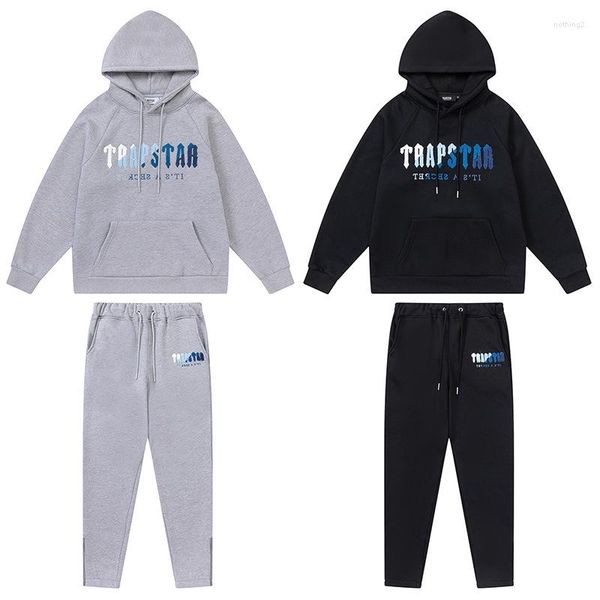 

men's hoodies street trend towel embroidery fleece sweatshirt men women tracksuits pullover sweatpants suits, Black