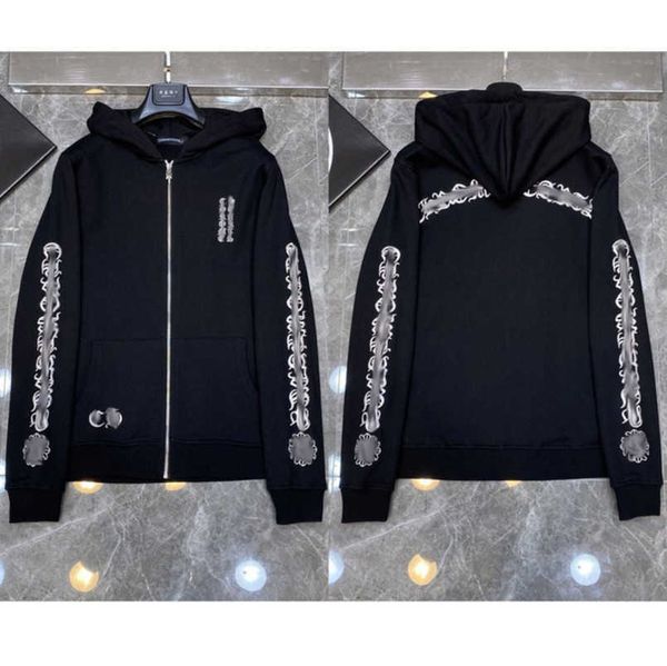 

mens fashion luxury sweatshirts ch designer hoodies zipper sanskrit graffiti hooded sweater cross pullover hoodie casual women coat sweatsh, Black