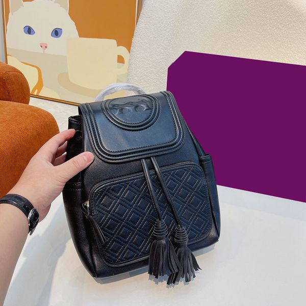 

flap backpack style women handbags purse large capacity fashion school bag diamond lattice shoulder bags tassel drawstring outdoor travel ba
