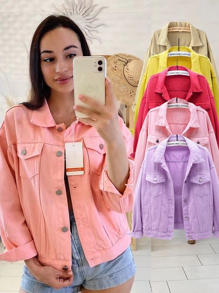 

women's jacket spring outwear denim coat solid turn down collar cotton jacket for female plus size s 3xl 221122, Black;brown