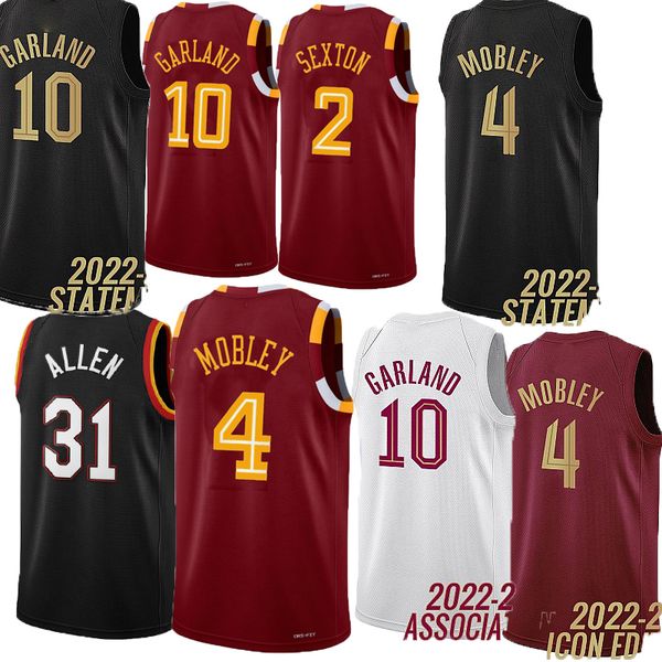 

men basketball jerseys evan mobley darius garland jarrett allen donovan mitchell kevin love caris levert cedi osman ricky rubio isaac okoro, Black;red