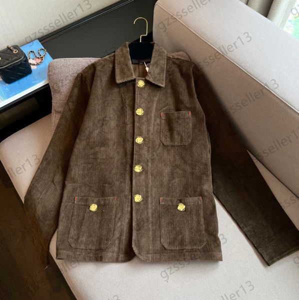 

luxury womens jacket corduroy lapel long sleeves coats back paisley printing ornament custom buttons front pockets design outerwear retro st, Black;brown