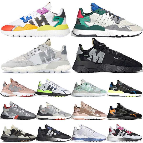 

running shoes blacktrainers sneakers silver metallic pink rose gold white core jogging walking authentic 2022 nite jogger men women adds 3m, Black