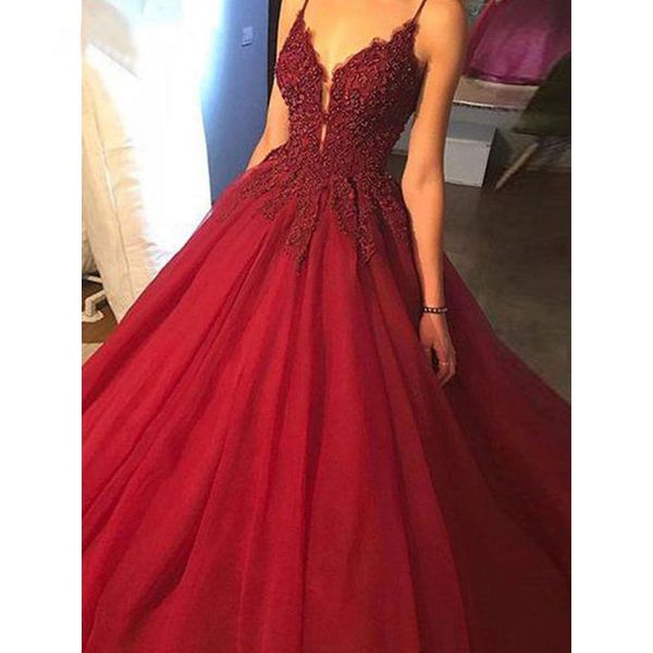 

a-line burgundy long evening dresses party elegant deep v neck vestidos de festa prom gowns dress for women, Black;red
