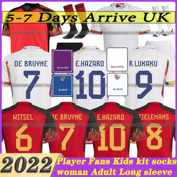

2022 belgiums soccer jerseys de bruyne fans player version hazard lukaku tielemans jersey witsel mertens doku football shirt men women kids, Black;yellow