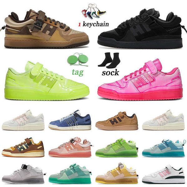 

sneakers running shoes sports trainers flat forum low platform bad bunny buckle brown pink easter volt designer bright blue outdoors mens, Black