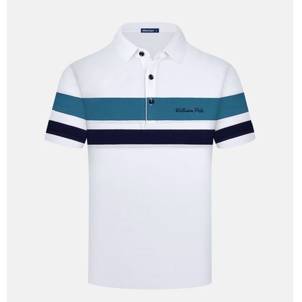 

men's polos polo shirts summer lapel shortsleeved tshirt striped light business allmatch high end brand fashion clothing 221122, White;black