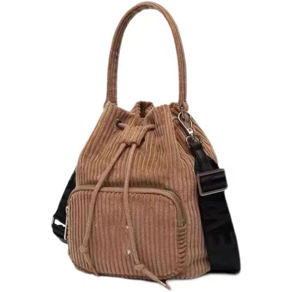 

women's bag casual fashion autumn and winter corduroy bucket bag handbag, Black;red