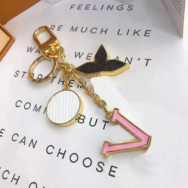 

luxury designer keychain fashion classic brand key buckle letter design handmade gold keychains mens womens bag pendant with box, Silver