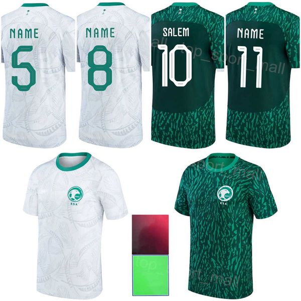 

national team soccer saudi arabia jerseys 22-23 world cup 10 salem al-dawsari 11 saleh al-shehri 8 abdulelah al-malki saud abdulhamid mohame, Black;yellow
