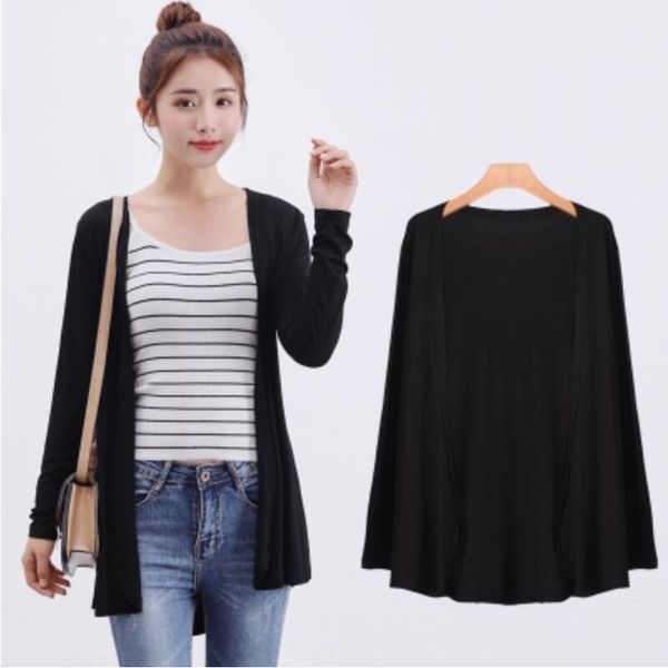 

women's knits tees summer autumn korean modal cardigan ladies shawl female cotton sweater cardigans long sleeve casual thin coats 22112, White