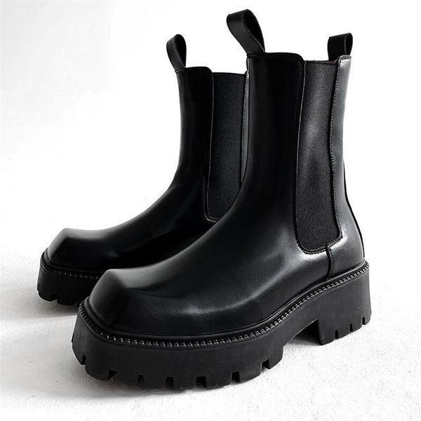 

british style men chelsea boots fashion mans platform boot waterproof mens mocorcycle boot, Black