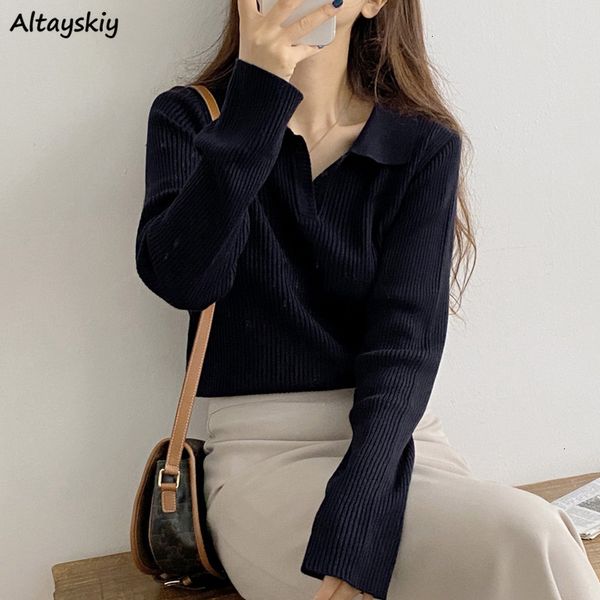 

women's sweaters vintage women minimalist stretch office lady clothing simple pure long sleeve stylish ins female pullover chic knitwea, White;black