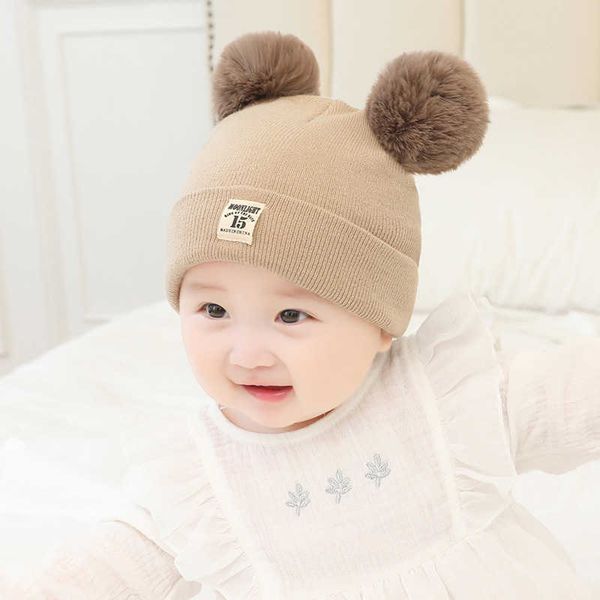 

caps hats baby girls winter beanies children knitted pom warm cute cap for newborn boys l221028, Yellow