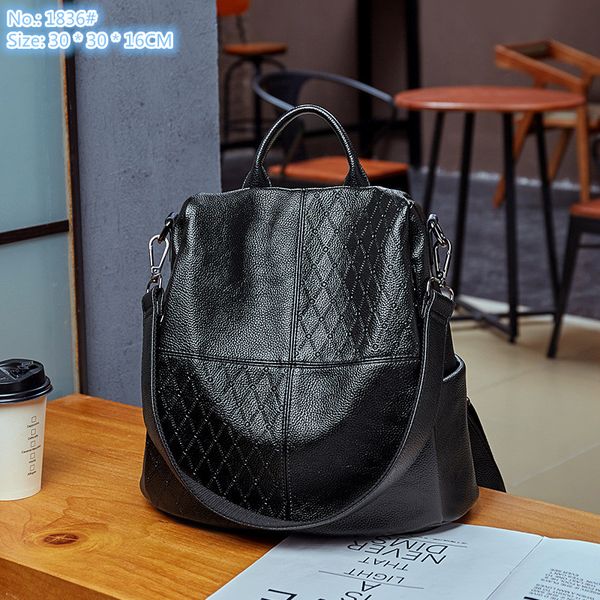 

wholesale factory ladies shoulder bags 4 colors multifunctional soft leather backpack simple joker solid color anti-theft women handbag clas