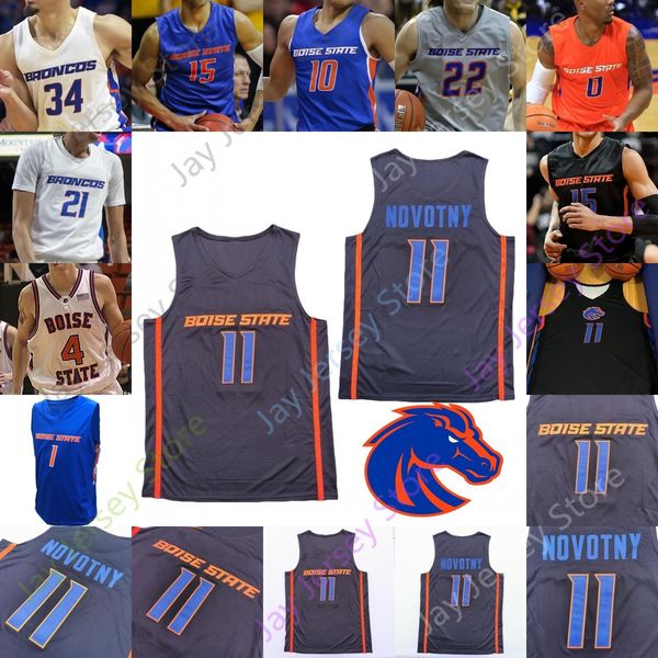 

boise state broncos basketball jersey ncaa college derrick alston justinian jessup rj williams abu kigab hobbs hutchison emmanuel akot doutr, Black;red