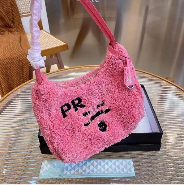 

fashion women furry handbags hobos designer shoulder bags lady small winter lamb fur purses totes with tag warm underarm handbag top