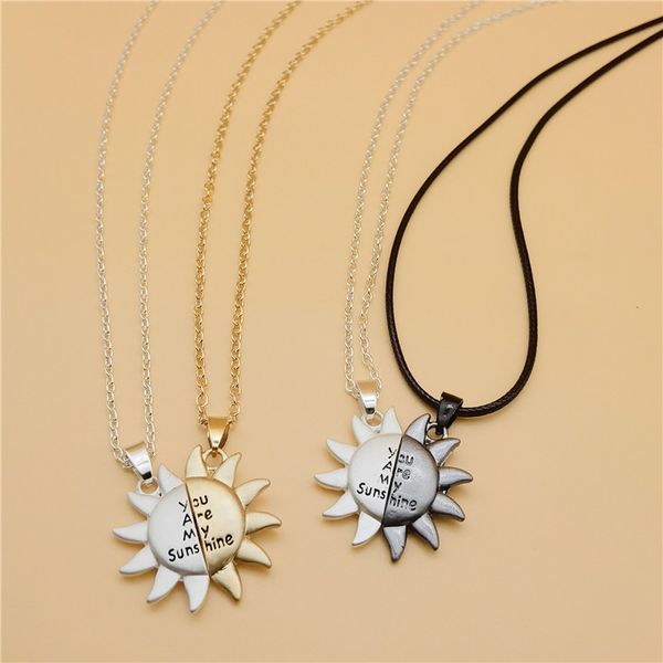 

new creative sun magnetic attraction couple necklace two-color magnets attract each other simple and fashionable men and women ne1270, Silver