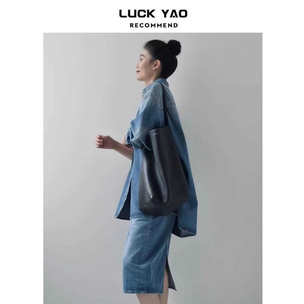 

luxury the row female bags the row leather large capacity commuter tote bag litchi one shoulder handbag bucket