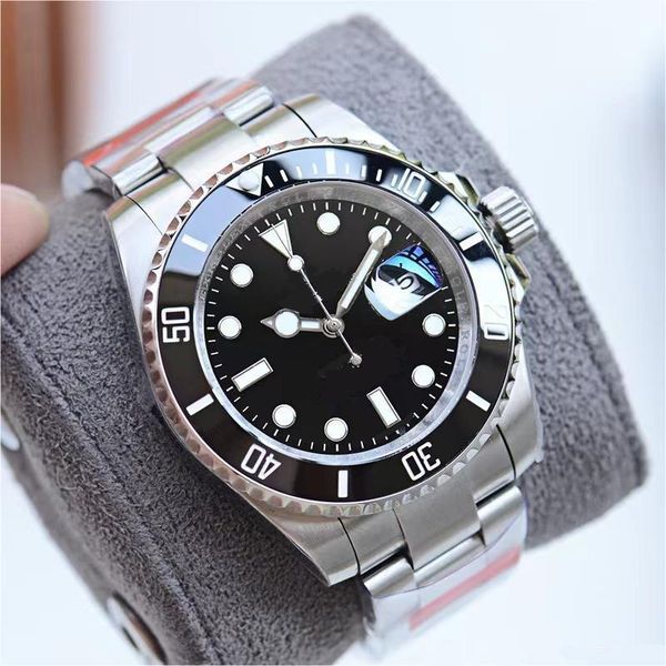 

swiss mechanical watch for men aaaaa wristwatches stainless steel strap 2824 40mm mens sport watches waterproof black dial ceramic bezel, Slivery;brown