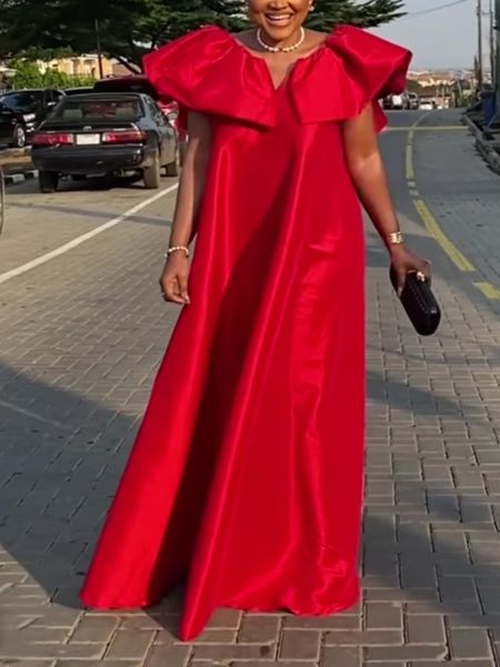 

party dresses women maxi shift dress oversized loose casual sparkly robe puff cap sleeve v back red modest club christmas long gown 4xl 2211, White;black