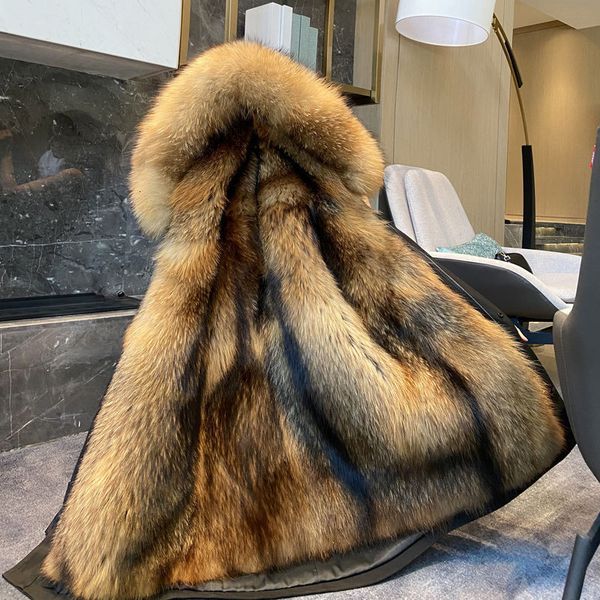 

women's fur faux mink coat winter jacket women long parka windproof hood thick warm collar detachable liner kw317 221123, Black